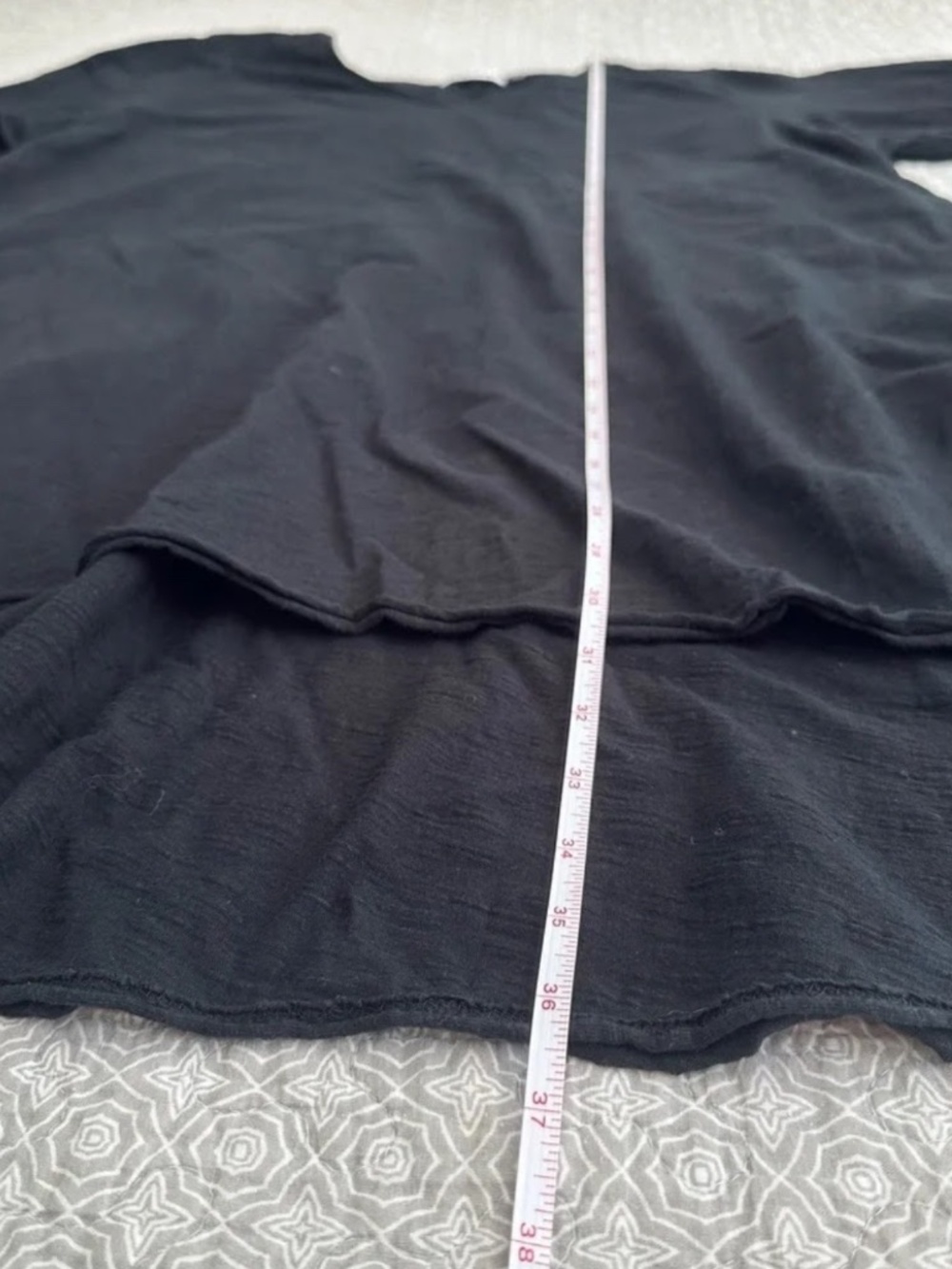 GOOD Habitat XL Empire Tunic Top A-Line High Low Black 100% Cotton Raw Hems - Picture 7 of 13
